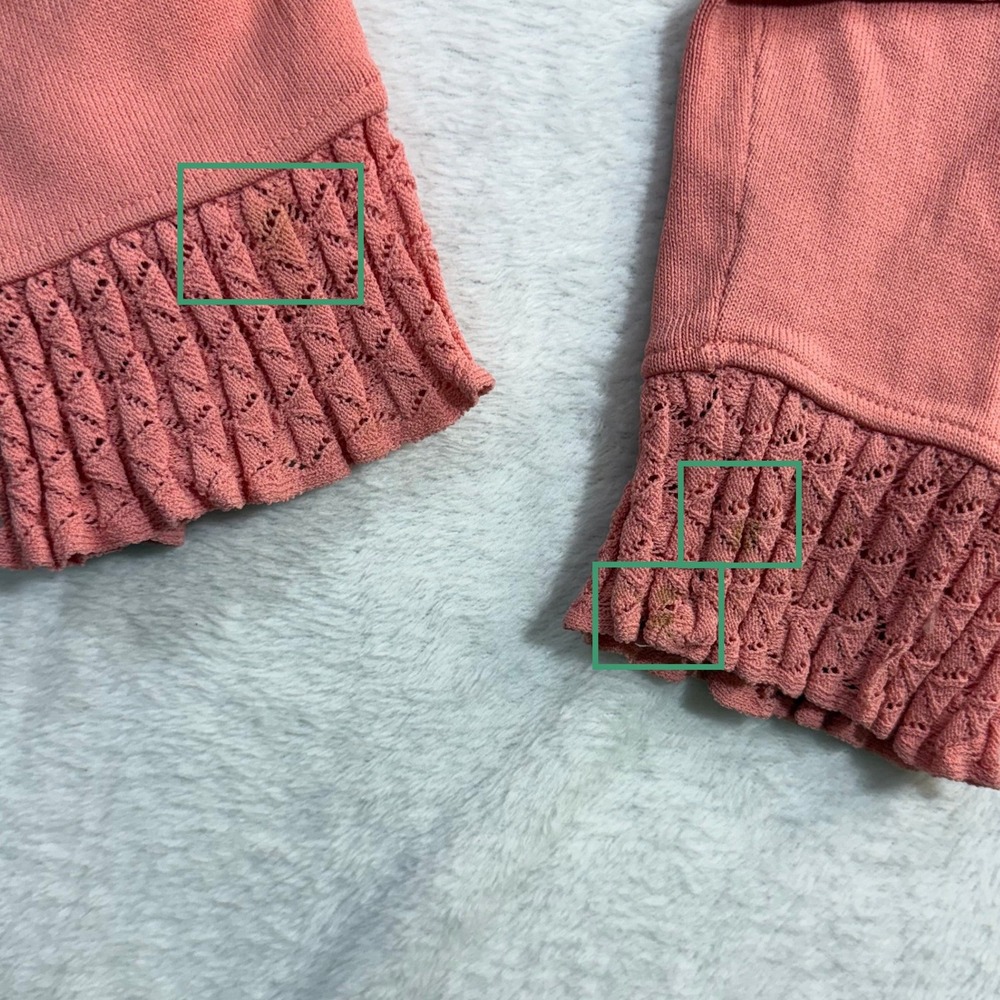 Due Per Due M Coral Pink Ruffle Cardigan Pearl Button‎ Fairy Coquette Valentines - Picture 5 of 12